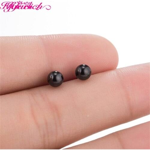Hfarich Stainless Steel Ball Stud Earrings For Men Women Black Circle Geometric Round Star Earring Punk Jewelry Gifts Wholesale