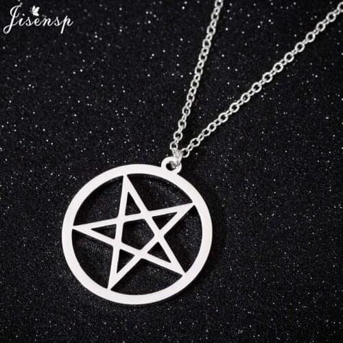 Jisensp Minimalism Hollow Star Necklace Simple Fashion Pentagram Geometric Pendant Jewelry for Women Party Gift bijoux