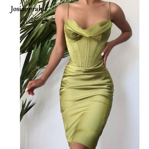 Josiaoprah Stretch Satin Dress Women Crossed Backless Sexy Party Dress Sweetheart Neck Bodycon Summer Dresses Vestidos 2021