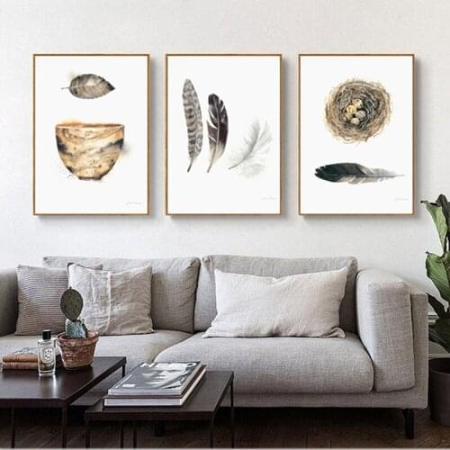 Chinese Traditional Feather Stone Wall Art Canvas Painting Poster Prints Minimalist Creativity Picture Living Room Home Decor