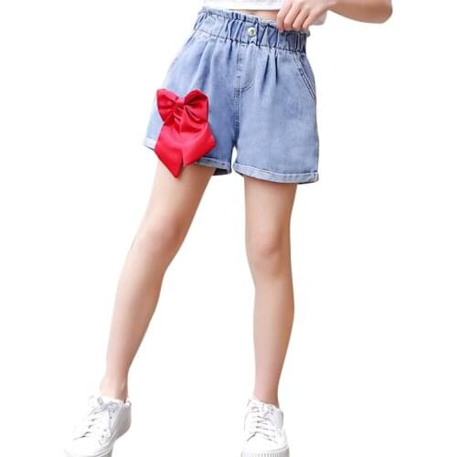 Girls Short Jeans Big Bow Girls Jeans Pants 2021 Kid Jeans Summer Childrens Clothing