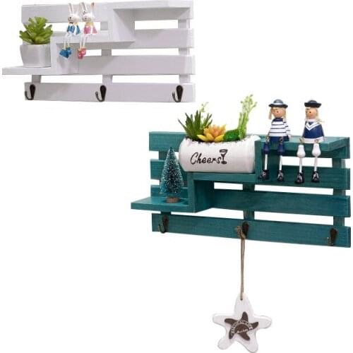 Environmental protection materials creative solid wood wall shelf bearing strong wall hanging wall decorations porch key