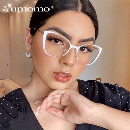 Fashionable Metal Cat Eye Glasses Spectacle Frames For Women Degree Optical Frame Filters Radiation Blu-ray Trendy Accessories