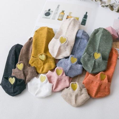 Fashion Socks Woman New Spring 1 Pair Ankle Girls Cotton Color Novelty Women Fashion Cute Embroidery Heart Casual Funny Sock