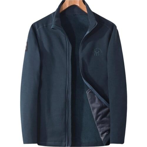 Autumn and winter fleece mens jacket New products in 2021 Mens solid color plus velvet oversized casual jacket 5XL 6XL 7XL