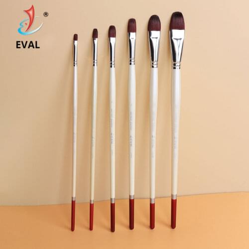 Eval New Filbert Paint Brush Set 6PCS Red Sable Fox Hair White Artist Brushes for Canvas Painting Acrylic Oil Gouache Paint