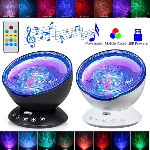 Night Light Projector Ocean Wave Sound Machine with Soothing Nature Noise and Relaxing Light Show Color Changing Wave Light