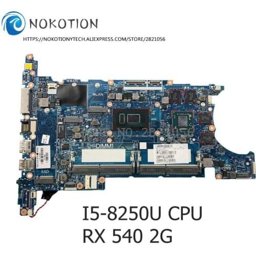 NOKOTION L16119-601 6050A2945601-MB-A01 For HP EliteBook 850 G5 840 G5 laptop motherboard MB I5-8250U RX 540 2G DDR4