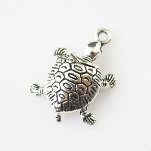 New 25Pcs Tibetan Silver Color Animal Tortoise Turtle Charms Pendants 14.5x22mm
