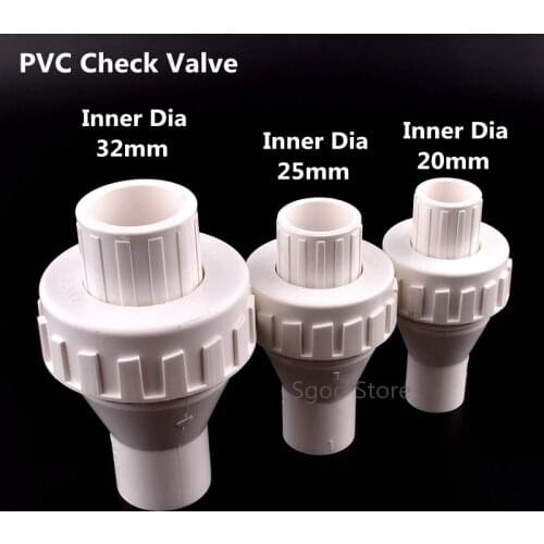 1~8pcs ID 20/25/32mm PVC Check Valve Fish Tank Aquarium Garden Irrigation Tube Watering Adapter Fittings Water Pipe Connector