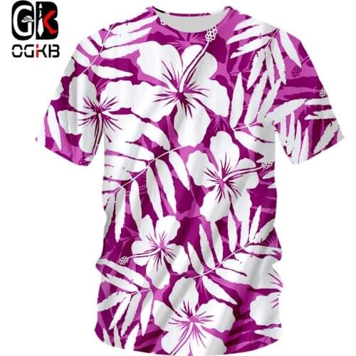 OGKB T Shirts Hombre New O Neck 3D Tshirt Print Purple Flower Funny 6XL Habiliment Unisex Summer Tee Shirt Drop Ship