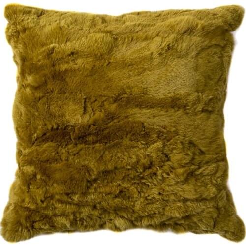Dolly Rex Rabbit Fur Pillow Solid Color Olive Green Living Room Sofa Cushion Bedroom Cushion