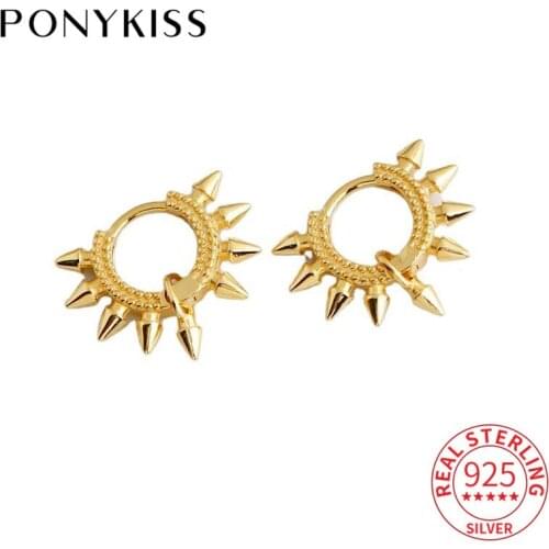 PONYKISS Office 925 Sterling Silver Exquisite Small Cones Hoop Earrings for Women Party Fine Jewelry Accessory Chic Gift