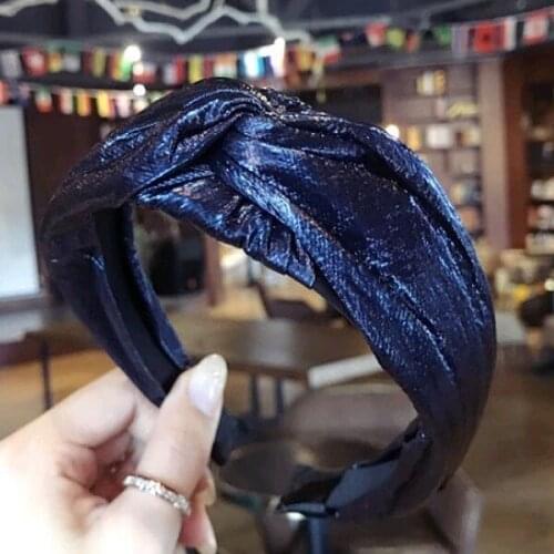 Fashion Imitation Lacquer Cloth Cross Knot Headbands For Women Party Accessories Luxury Wide Hairbands Hair Band Hair Jewelry
