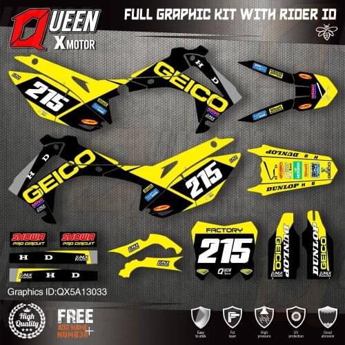 QUEEN X MOTOR Custom Team Graphics Backgrounds Decals Stickers Kit For HONDA 2014-2017 CRF250R 2013-2016 CRF450R 033
