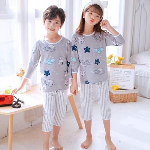 Big Boys Girls Pajamas Summer Half sleeve Childrens Clothing Sleepwear Cotton Pyjamas Sets For Kids 4 6 8 10 12 14 Years