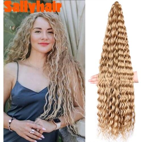 Sallyhair Deep Wave Twist Crochet Hair Natural Synthetic Afro Curls Crochet Braids Ombre Braiding Hair Extensions For Women