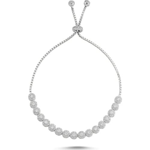 Silver 925 Sterling Zircon Cubic Zirconia Elevator Bracelet