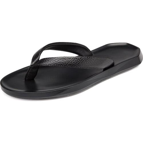 Fashion Genuine leather Mens flip-flops Outdoor waterproof Beach sandals Summer Men Slippers Zapatos De Hombre plus size 37-45
