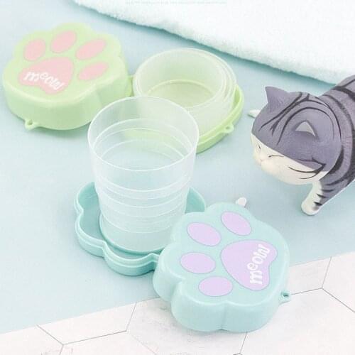 120ml Cat Claw Travel Collapsible Cup Retractable Camping Drinking Water Folding Cups With Cover Foldable Milk Coffee Mug Juice