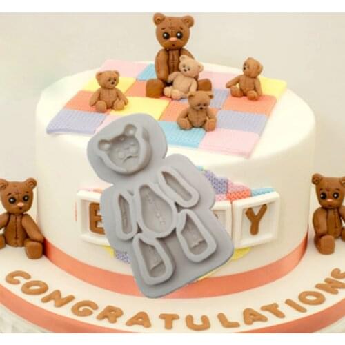 Stitched Teddy Bear Sugar Buttons Molds Fondant Cake Decorating Silicone Molds Chocolate Baking Tools for Cakes Gumpaste Form