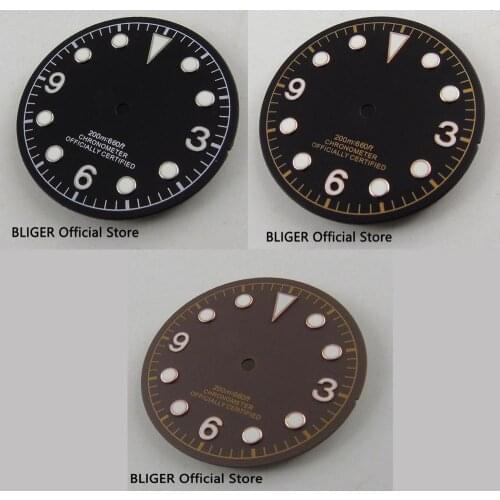 30.4MM Sterile Black Dial White Luminous Marks Fit ETA 2824 2836 MIYOTA 8205 8215 Automatic Movement Stainless Steel Watch Dial