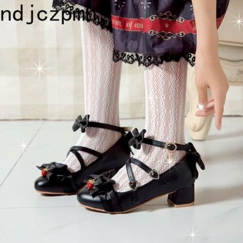Shoes Lolita Lace Shoes Women Japanese Style Mary Jane Shoes Women Vintage Girls High Heel Platform Shoes Student Big Size 28-43