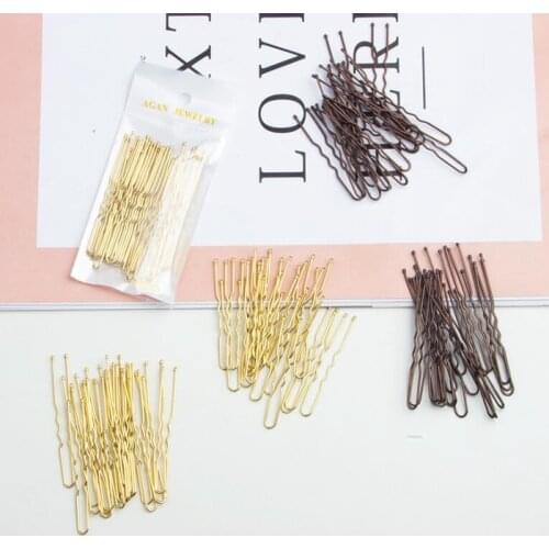40pcs U Shaped Hair pin gold brown curl Hairpin Bobby Metal Clip Barrette Women Hair Accessories