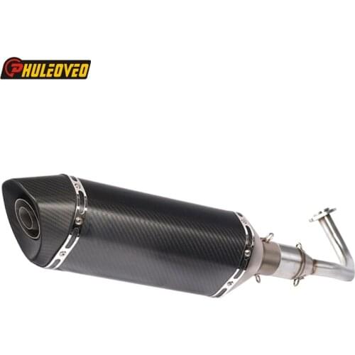Carbon Fiber Motorcycle Exhaust System for Honda PCX 125 PCX 150 2010-2016 with Exhaust Muffler Collector Front Pipe Link Pipe