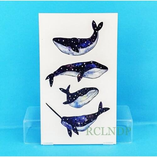 Waterproof Temporary Tattoo Stickers Blue Whale fake Tatto Flash Tatoo Tatouage Body Art tato Hand Back Foot for Girl Women Men