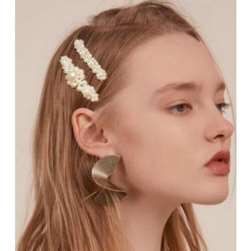 1pcs Fashion Pearl Imitation Beads Hair Clip for Women Barrette Handmade Pearl Flower Stick Hairpin Hair Styling Accessories