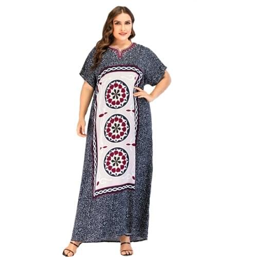 2021 Plus Size Summer Long Robe Casual Women Maxi Dresses To Floor Clothes Embroidered American Street Wear Sets Short Sleeve