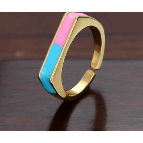 Gold rings Dripping oil for women copper zircon open adjustable Wedding rings initial Jewery Punk Hip Hop Rock womens rings