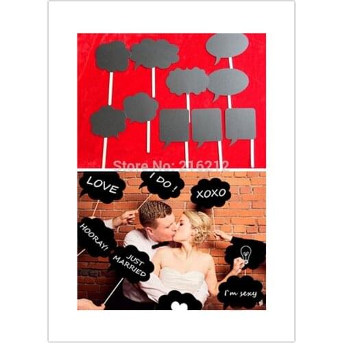 Fashion Hot 10Pcs Photo Booth Prop DIY Bubble Speech Chalk Board Wedding Party Photo booth