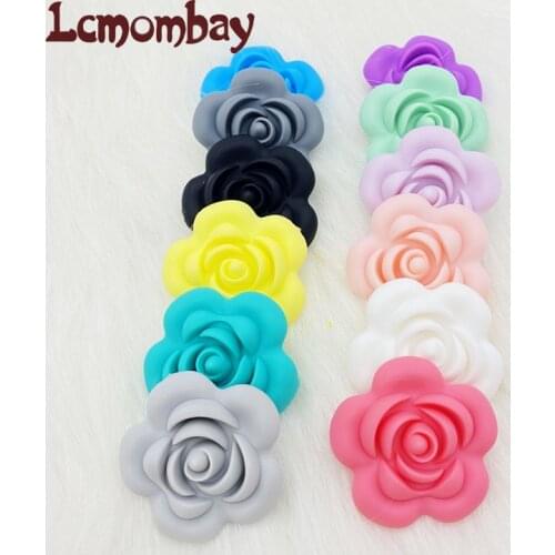 10PCS Rose Silicone Beads BPA Free Teething Necklace Nursing Toy Accessories Newborn Teething Silicone Teethers