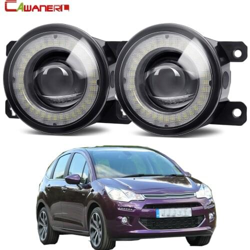 2 Pieces Car Fog Light Assembly LED Angel Eye Daytime Running Light DRL 30W 8000LM 12V For Citroen C3 FC_ Hatchback 2005-2010