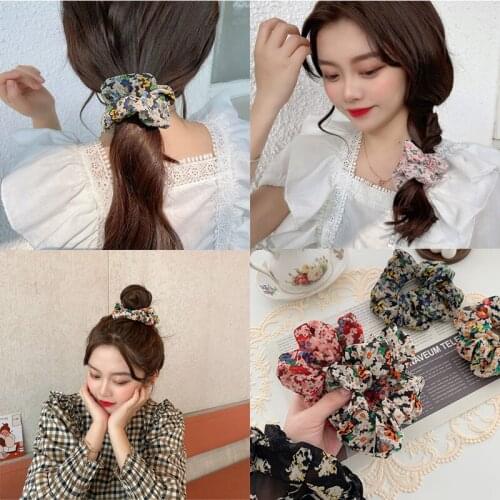 2020 Vintage floral Fabric hair rope hair scrunchie girl forest women Elastic Hair Band Ponytail Holder Hair Tie Gum Accessories