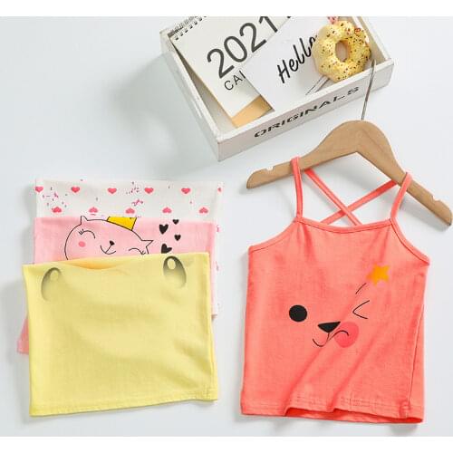 2021 Summer Baby Undershirts Cartoon Tank Tops For Girls Young Teens In Lingerie Cotton Undergarments Toddler Underwear