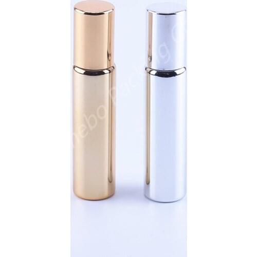 300pcs/lot 5ml 10ml Gold Silver Glass Empty Makeup Cosmetic Essential Oil Eye Cream Roll On Perfume Bottle Roller Ball Container