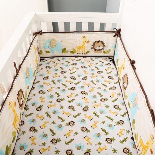 4 Pieces Surrounding Crib Bumpers Baby Bed Circumference Anti-collision Printing Pattern Toddler Bedding Activity Gear
