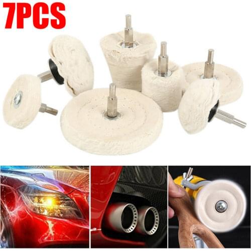 7Pcs Car Rim Polishing Buffing Wheel Cloth Pad Detail Polishing Waxing Cleaning Maintenance Tool For Auto SUV Motorcycle Wheel