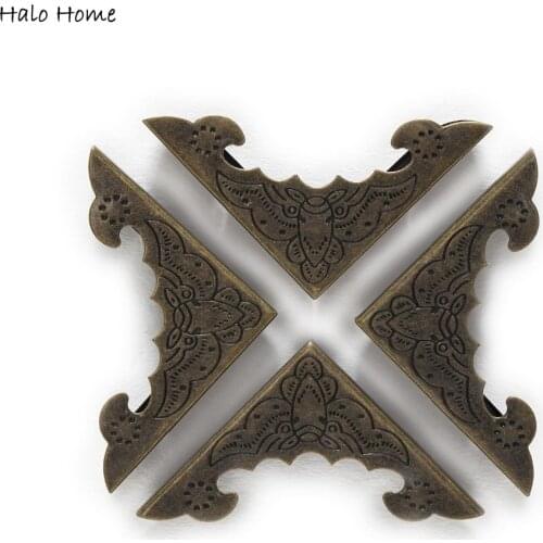 10 Piece 2 Colors Carved Book Scrapbooking Albums Folders Wine Box Wooden Case Decorative Collar Corner 57x40mm(1 1/2")