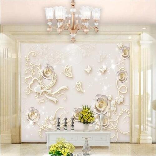 Milofi custom large wallpaper mural simple fashion pattern relief TV background wall butterfly love flower