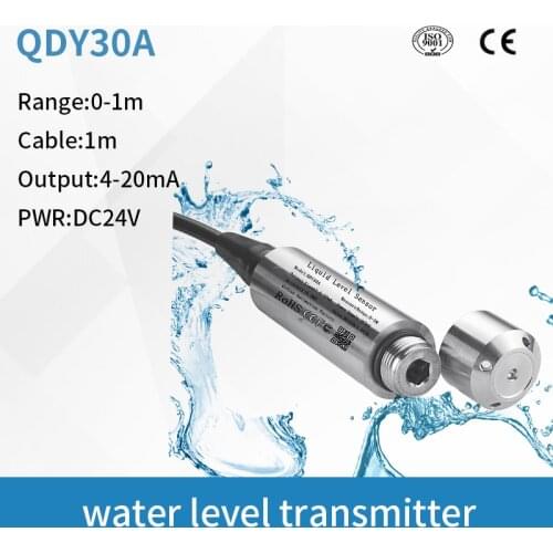 QDY30A Water Level Sensor 1m range 1m cable 4-20mA RS485 10V Output Liquid Level Transducer Transmitter Water Tank Level Sensor