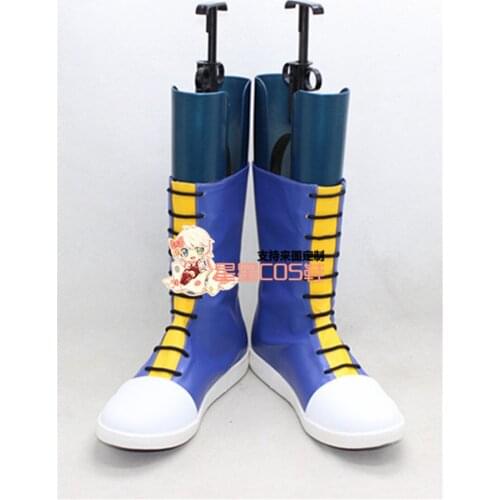 Lets & Go!! Bakusou Kyoudai Go Seiba Adult Blue Cosplay Shoes Boots X002