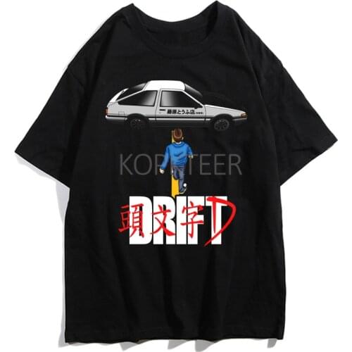 Anime Initial D Fujiwara Takumi Harajuku T-Shirt Men Women Ullzang Cartoon T-shirt 90s Unisex T-shirt Fashion Unisex Tops Tees