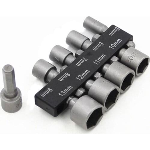 9pcs/set Wrench 1/4" Screw Metric Driver Tool Tuerca Universal Set Adapter Drill Bit 5 To 13mm Hexagonal Shank Hex Nut Socket