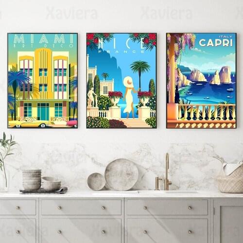 Cityscape Retro Art Wall Picture Germany France Italy Travel Landscape Canvas Painting Home Decor Living Room Posters and Prints
