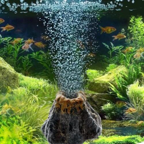 1PC Simulation Bubble Volcano Shape Stone Aquarium Oxygen Air Pump Drive Fish Tank Landscaping Decor Rockery Ornament Resin Toy