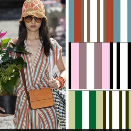 Custom production striped printed polyester fabric cloth 150 cm width soft shirt womens handmade DIY sewing fabric for dress